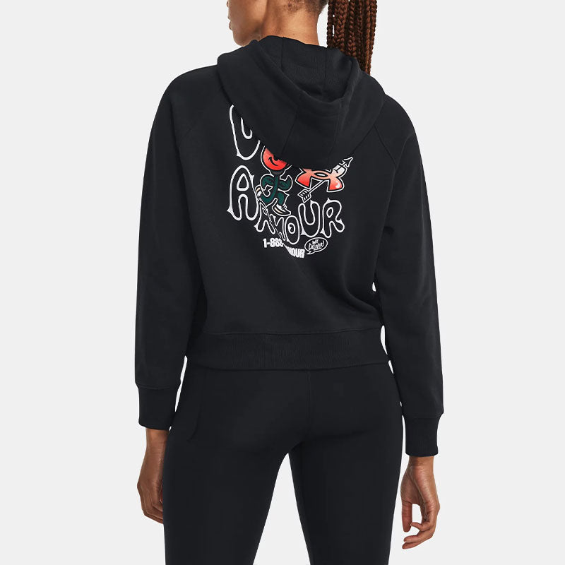 (WMNS) Under Armour Heavyweight Terry Rose Hoodie 'Black' 1379834-001