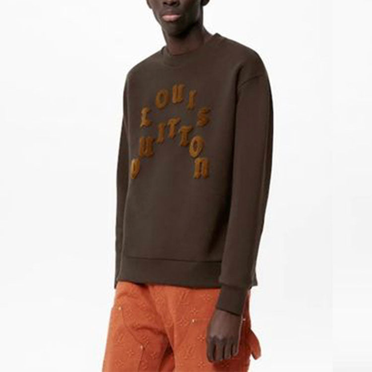 Men's LOUIS VUITTON FW21 Logo Word Pullover Brown 1A977O