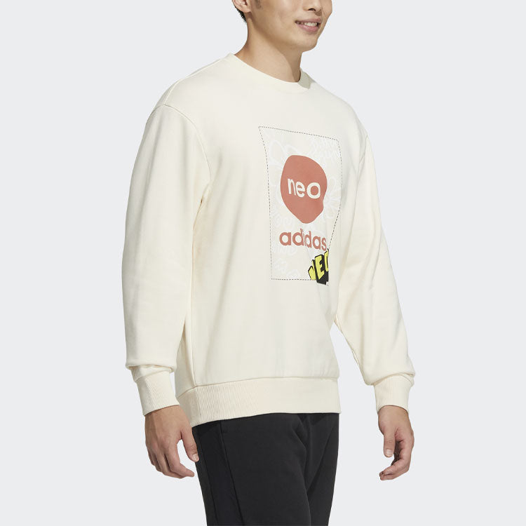 adidas neo Logo Printing Round Neck Long Sleeves Pullover Couple Style Yellow HM7432