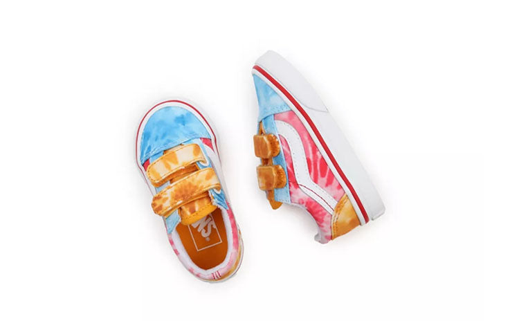 Vans Old Skool Tie Dye Block Velcro 'Blue Red Yellow' VN000D3YABO