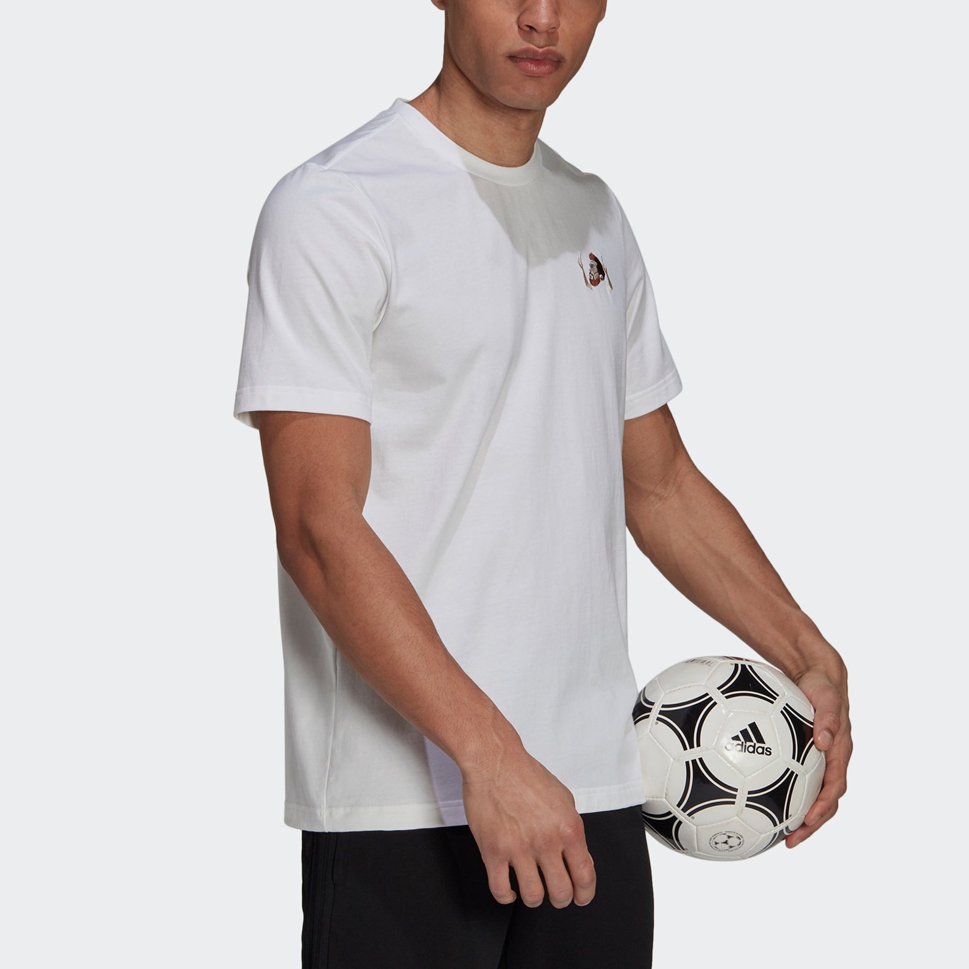 adidas Messi Icon Emb Soccer/Football Casual Sports Short Sleeve White HA5456