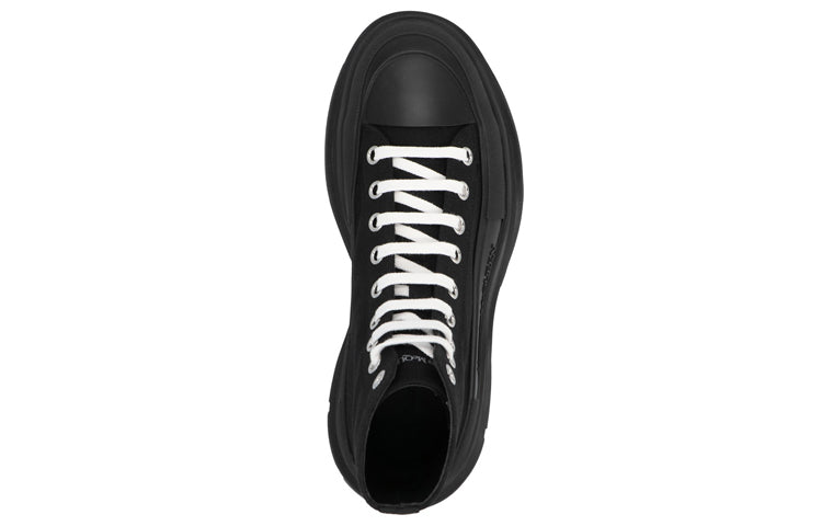 Alexander McQueen Tread Slick Canvas High Top Sneakers 'Black White' 705659W4MV21000