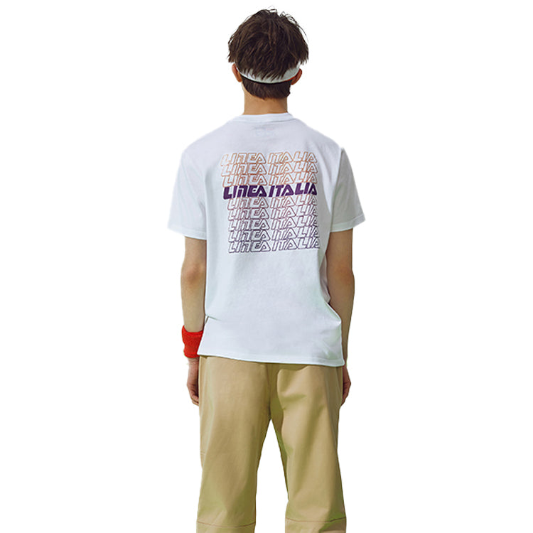 Men's Fila Purple logo Short Sleeve White T-Shirt T11M026102F-WT