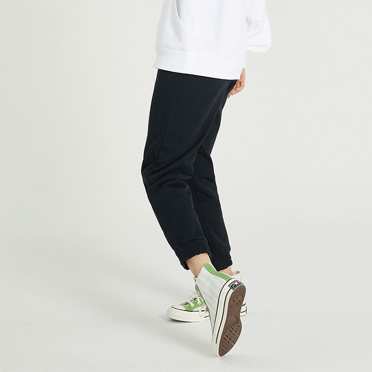 (WMNS) Converse Solid Color Lacing Bundle Feet Sports Pants/Trousers/Joggers Dark Black 10022965-A03