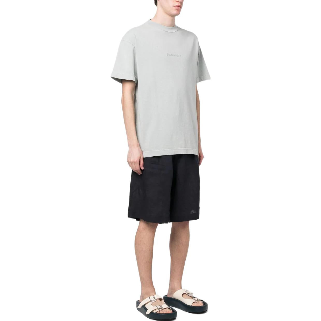 Palm Angels Reverse Logo T-Shirt 'Light Grey' PMAA001S23JER0040505