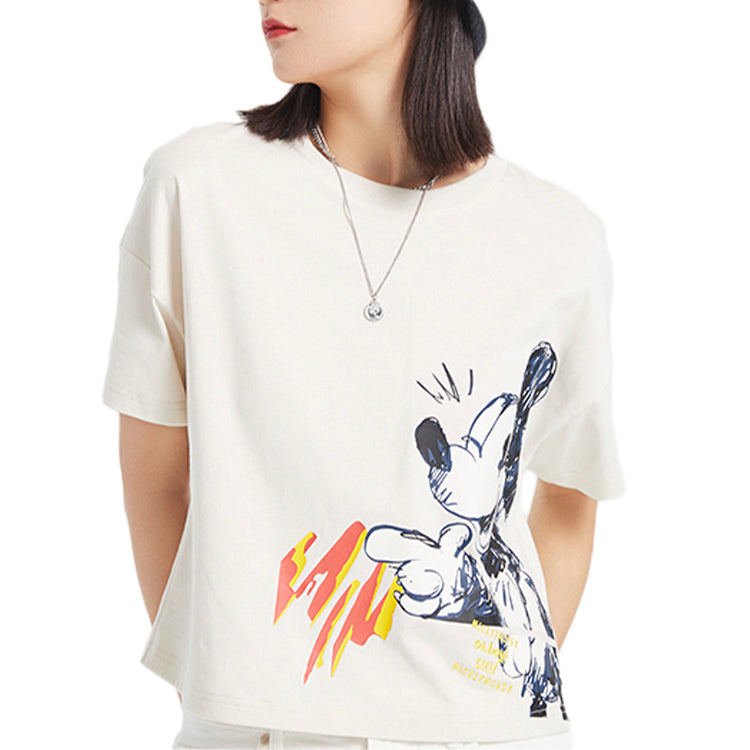 (WMNS) Li-Ning x Disney Mickey Mouse Crossover Tee 'White' AHSQ268-1