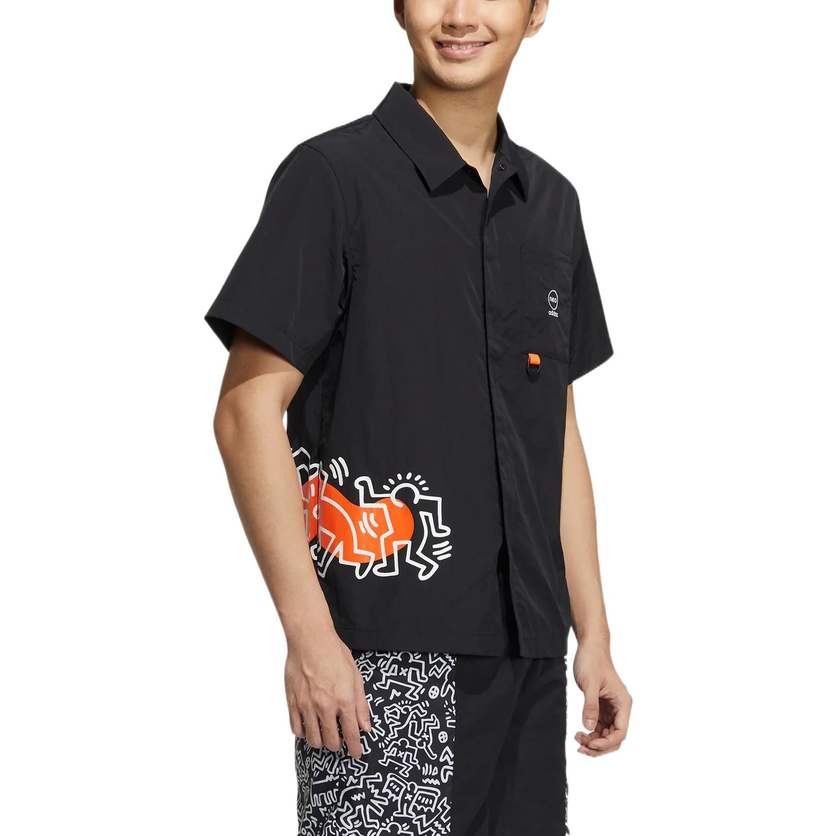 adidas x Keith Haring Pattern Printing Short Sleeve Shirt Asia Sizing 'Black' HD7260