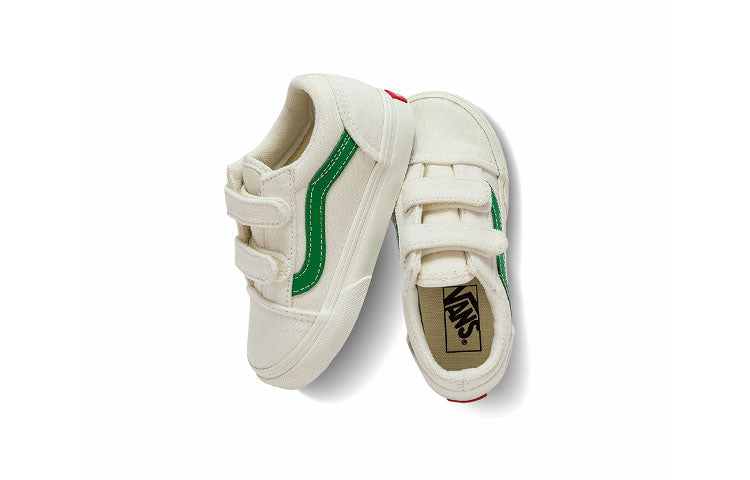 Vans Old Skool V Retro Low Tops Skateboarding Shoes White Green VN000D3YRFX