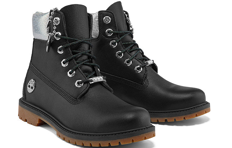 (WMNS) Timberland Heritage 6 Inch Waterproof Boots 'Black Full Grain with Silver Collar' A2M8GW