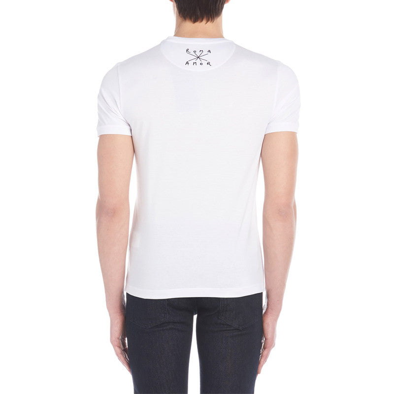 Men's FENDI Logo Printing Short Sleeve Creamy White FY0894A6ZLF068N