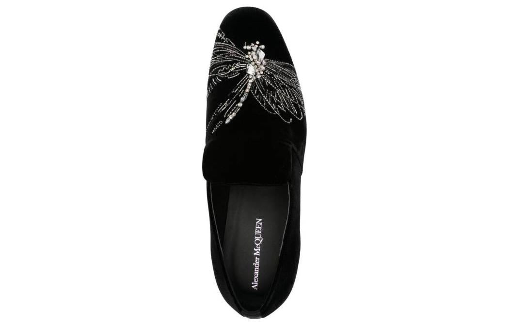 Alexander McQueen Dragonfly Embellished Slip-on Loafers 'Black' 777799W4AMP1064