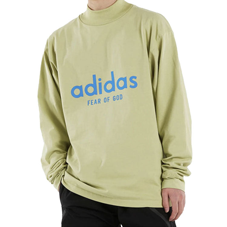 Men's adidas x Fear of God Crossover Alphabet Logo Round Neck Long Sleeves Autumn Green T-Shirt HM8111