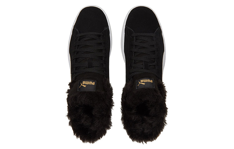 (WMNS) PUMA Smash V2 Plus Fleece Mid-Top Sneakers Black 385005-01