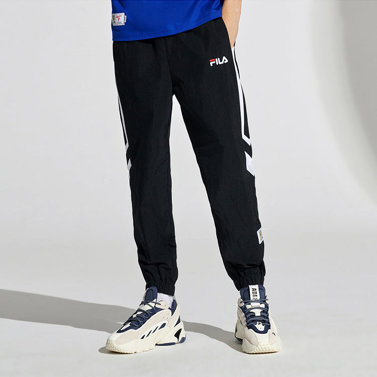 FILA FUSION Colorblock Basketball Bundle Feet Woven Casual Sports Long Pants Black T11M112603F-BK