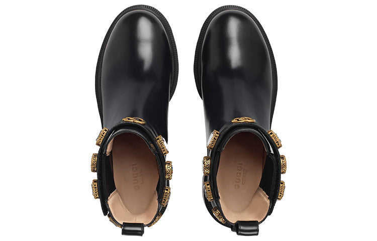 (WMNS) Gucci Ankle Boot With Belt 'Black Leather' 550036-DKS00-1000