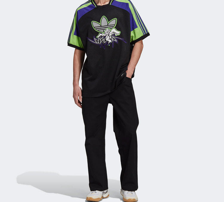 adidas originals x SANKUANZ Crossover Mesh Breathable Printing Short Sleeve Black FT8051