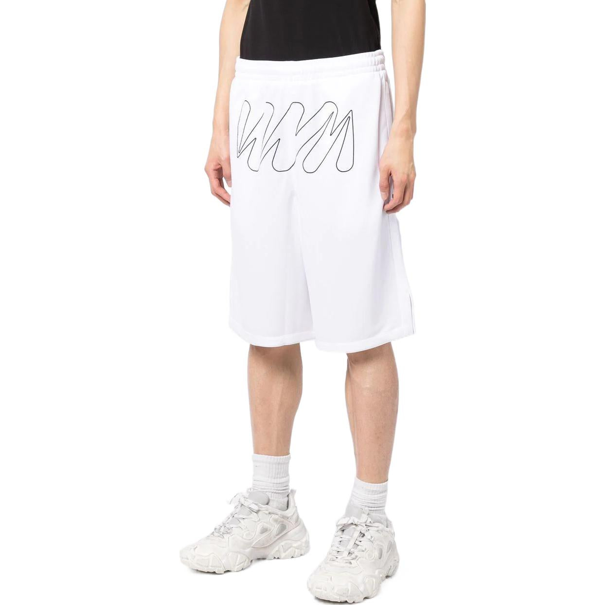 Off-White Wave Outl Diagonal Mesh Shorts OMCB076F22FAB0011011