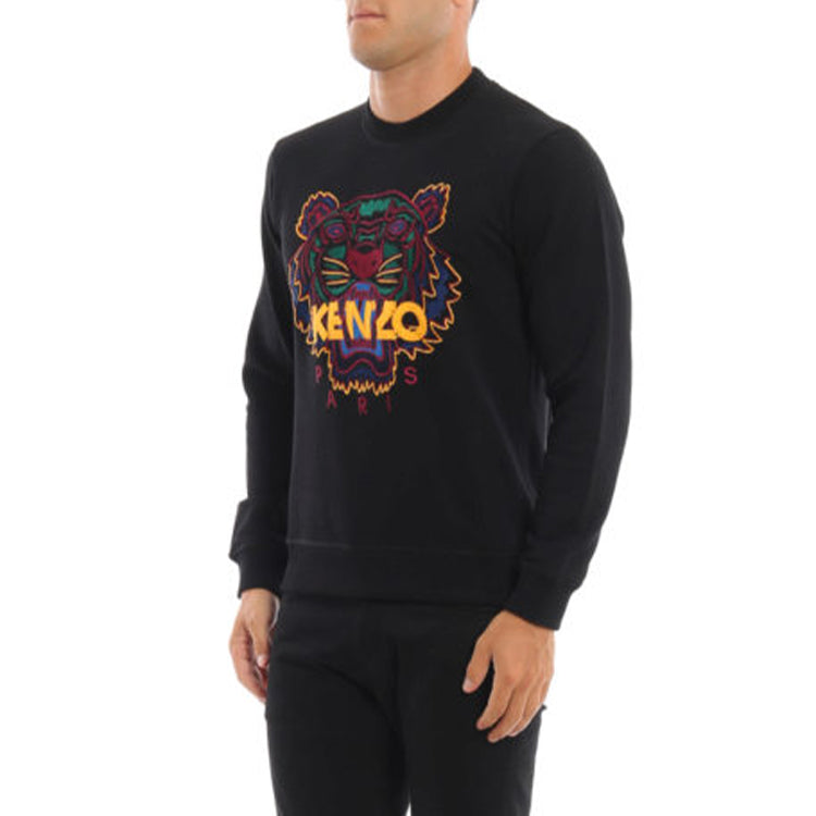 Men's KENZO Contrasting Colors Embroidered Long Sleeves Black F96-5SW001-4XA-99