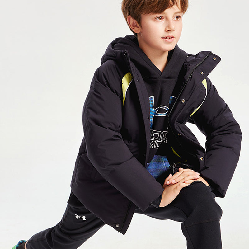 (GS) Under Armour Casual Down Jacket 'Black Green' 234106066
