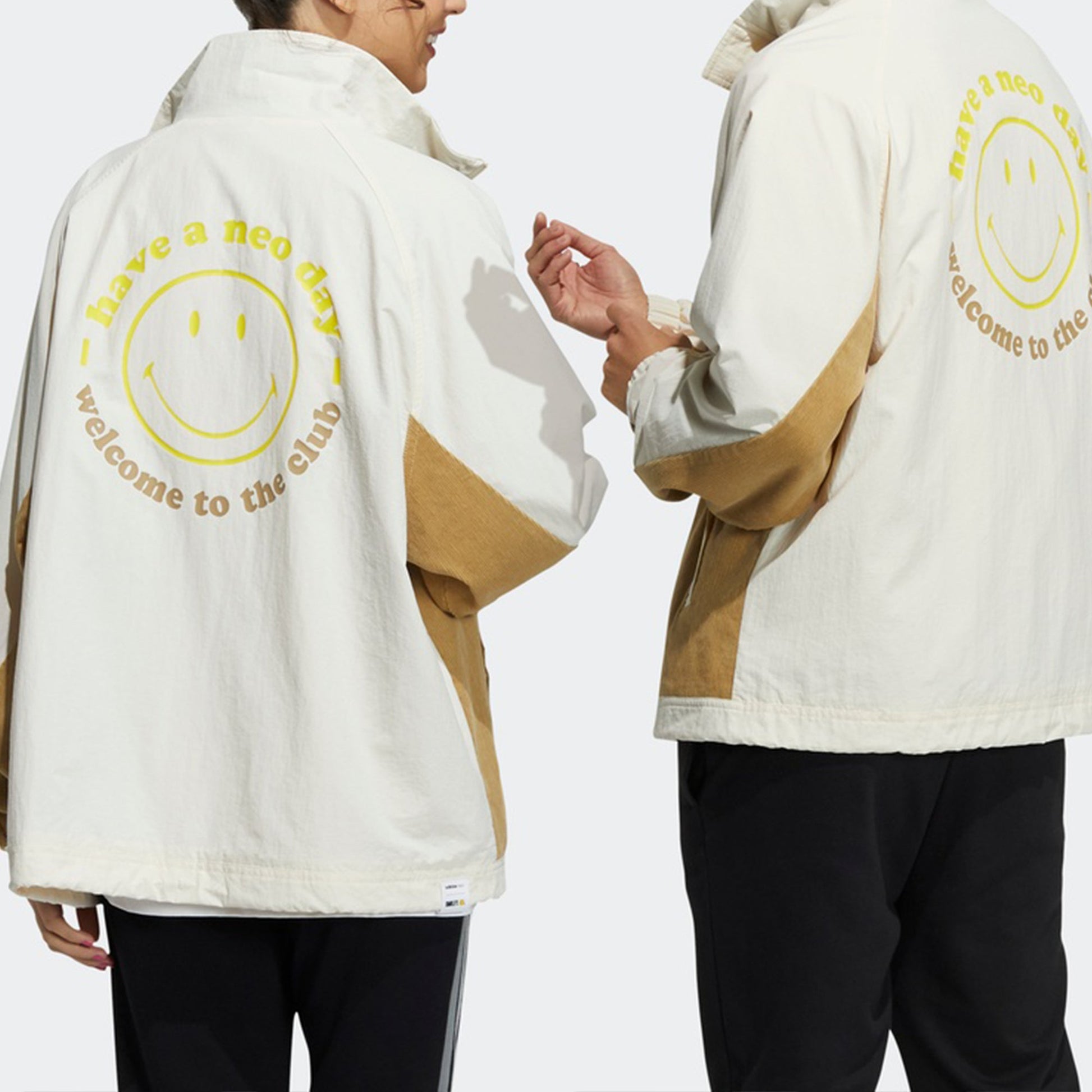 adidas neo U Smly Jkt Casual Sports Smiling Face Pattern Jacket Khaki H58045