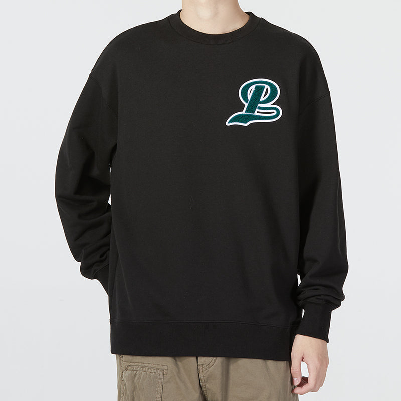 PUMA Team Crew Logo Sweatshirt 'Black Green' 539268-01