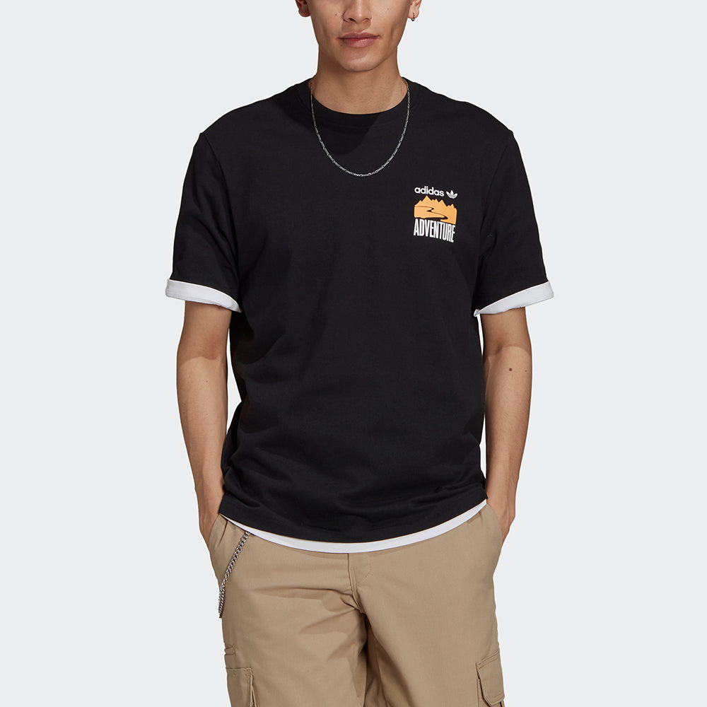 adidas originals Adv Mnt Back Te Athleisure Casual Sports Printing Round Neck Short Sleeve Black GN2367