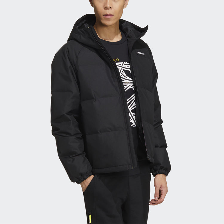 adidas neo Loose hooded Short Sports Down Jacket Black GP5910
