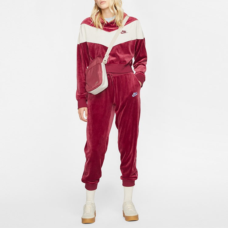 (WMNS) Nike Splicing Hooded Knitting Short Sweatshirt Red BV5055-677