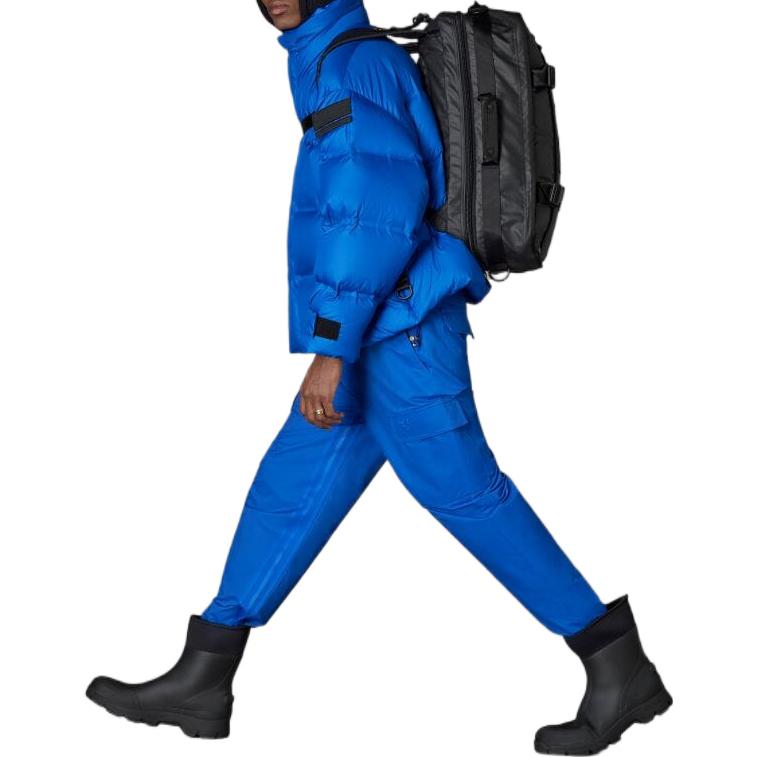adidas Solid Color Label Stand Collar Long Sleeves Down Jacket Unisex Blue HM9222