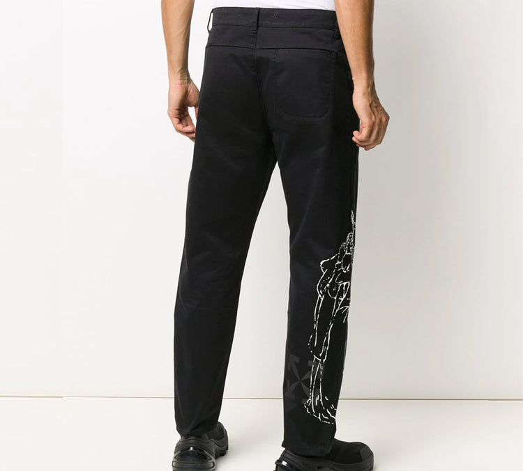 Off-White The Kiss Printed Straight-Leg Trousers OMCG017T20FAB0011001