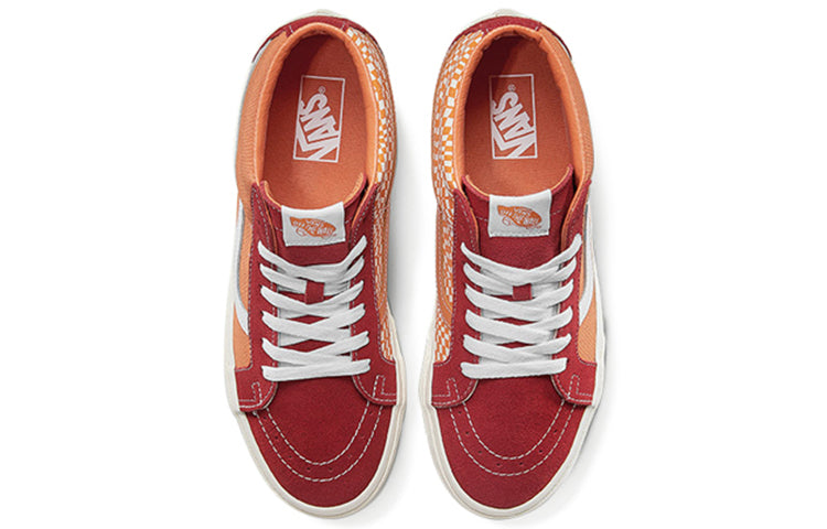 Vans Sk8-mid Retro Mid-Top Casual Skate Shoes Unisex Red Orange Splicing 'Orange Red' VN0A391FTEV