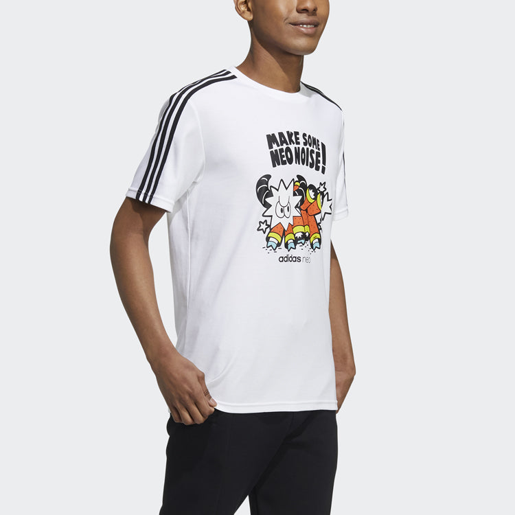 adidas neo M Artist Ss Tee Series Cartoon Printing Sports Round Neck Short Sleeve White GS2576