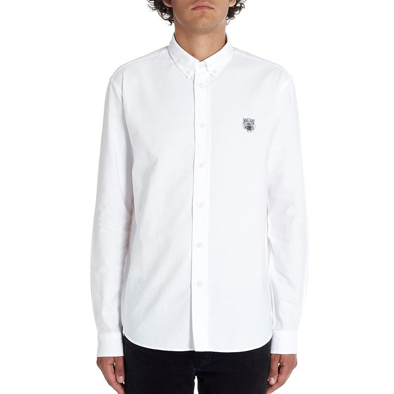 Men's KENZO SS21 Embroidered Long Sleeves Shirt White F955CH4001LD-01