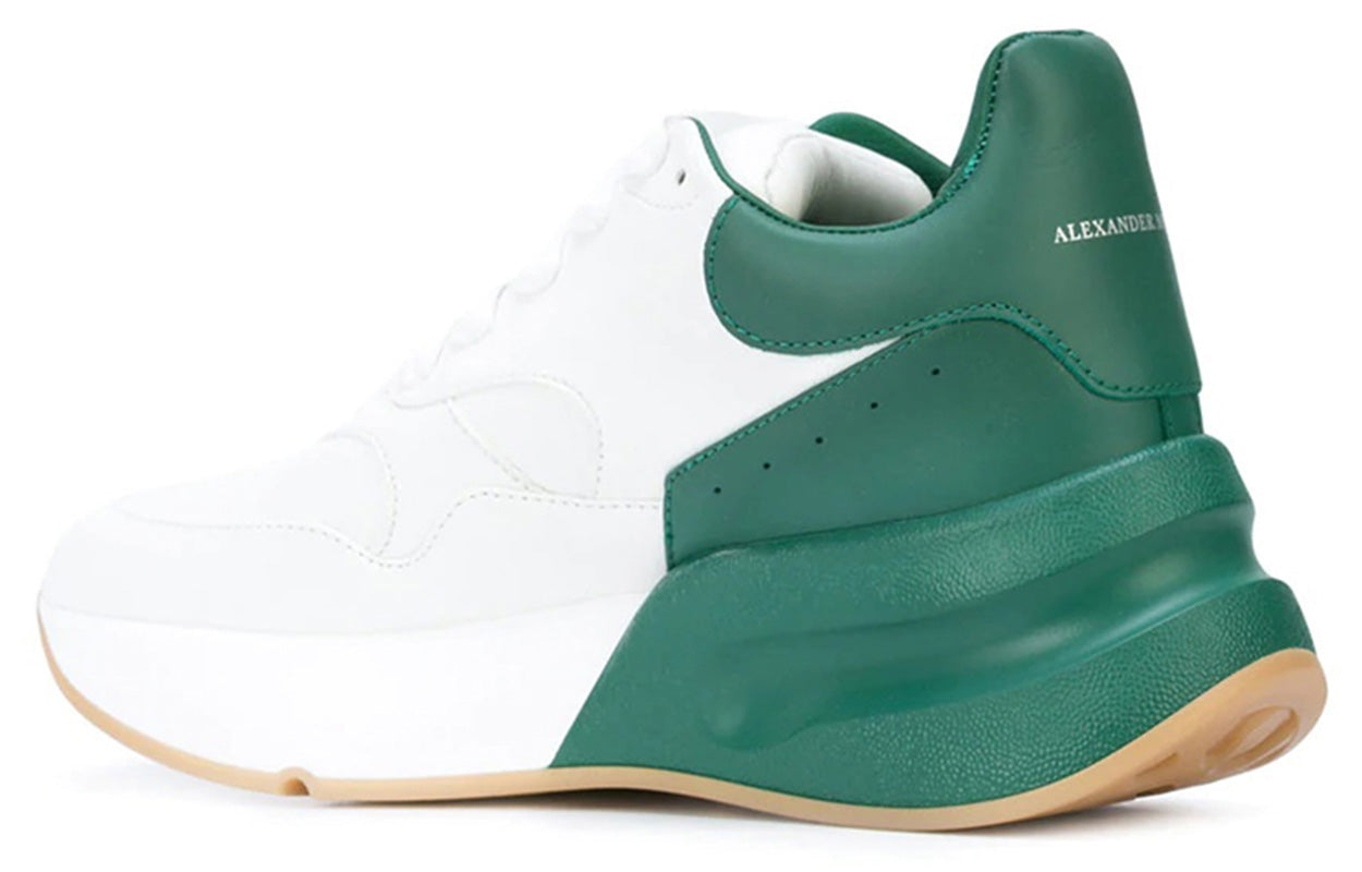 (WMNS) Alexander McQueen Oversized Runner Low Top Leather Sneakers with Mesh 'White Green' 533709WHRU39463