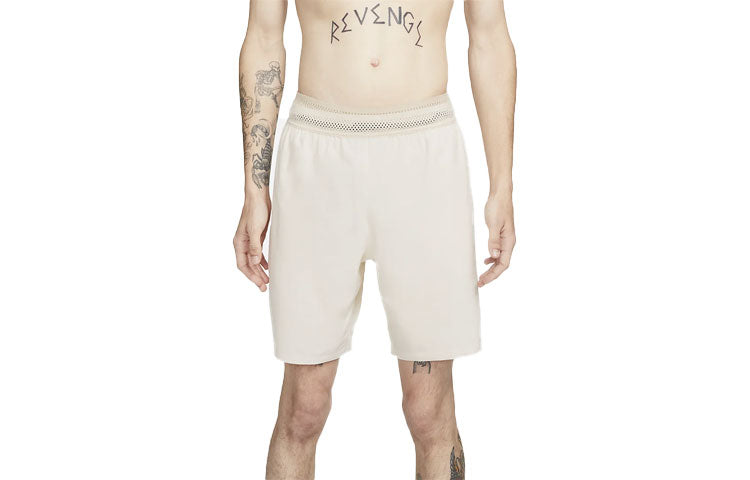 Men's Nike x MMW Crossover Solid Color Yoga 3 In 1 Sports Shorts Cream Yellow DD9440-280