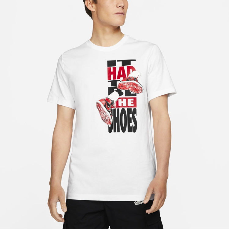 Men's Air Jordan The Shoes Printing Sports Round Neck Short Sleeve White T-Shirt DH8954-100