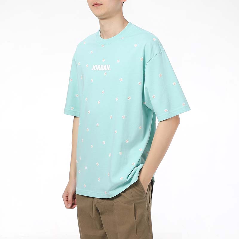 Men's Air Jordan Logo Sports Round Neck Short Sleeve Light Blue T-Shirt CZ5186-382