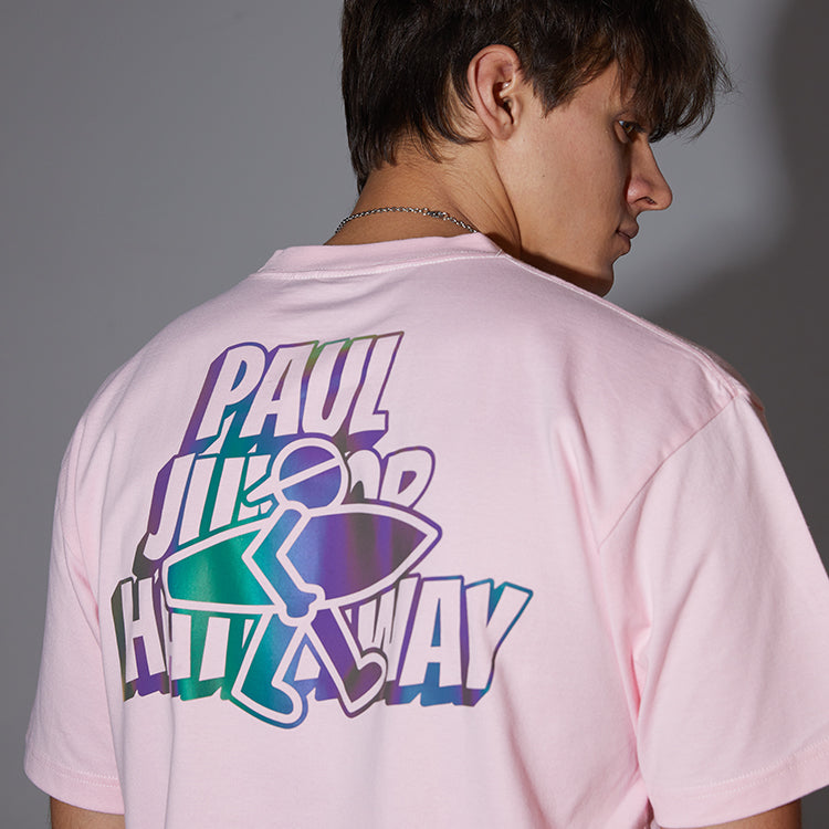 PJs Vigor Surf Laser Colorful Alphabet Pattern Basic Casual Pure Cotton Short Sleeve Unisex Pink 20SSTS1003-P