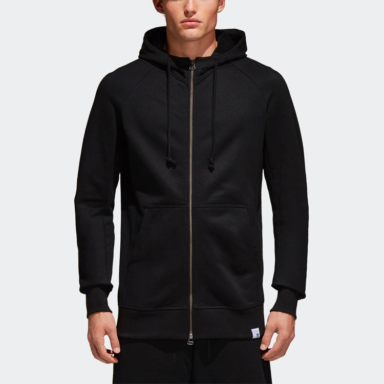 adidas originals hooded Zipper Sports Jacket Black BQ3092