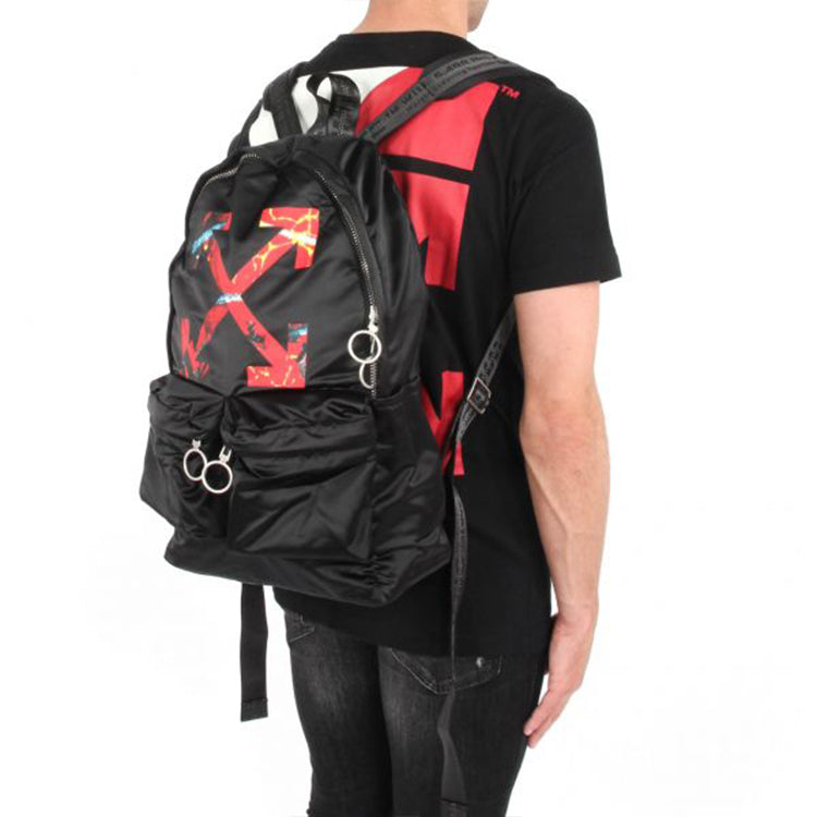 Off-White Nylon Arrow Printing Backpack Black OMNB003S19D10016-1088