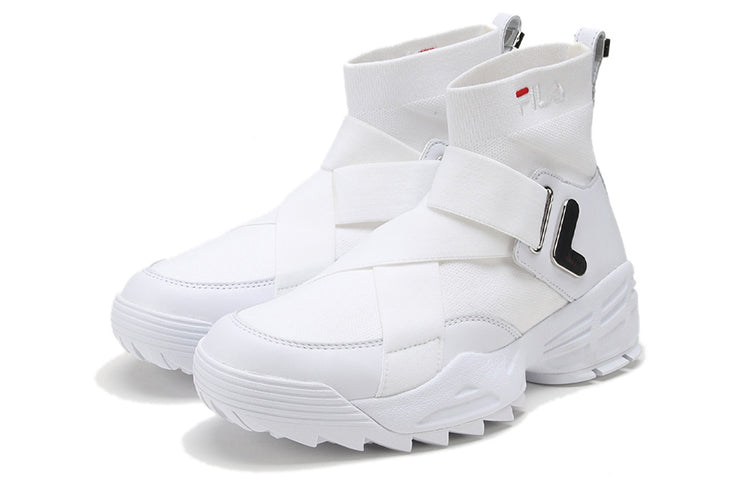 (WMNS) FILA Disruptor-Stretch-Fabric High-top Running Shoes White F16W913713FWT