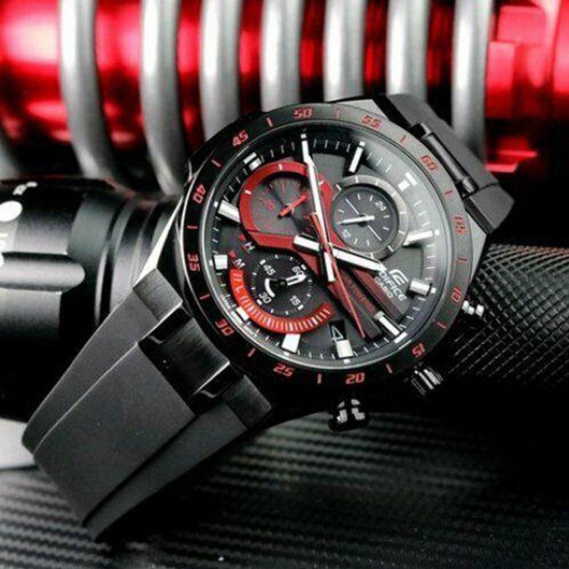CASIO EDIFICE Solar Powered Mens BlackRed Analog EQS-920PB-1A