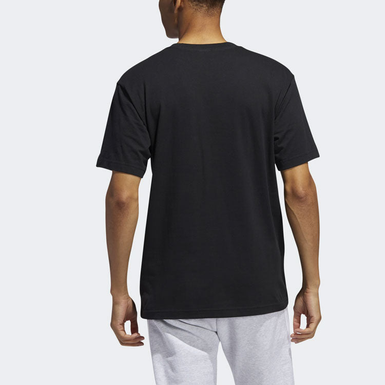adidas originals Large Logo Printing Sports Round Neck Short Sleeve Black GH9489