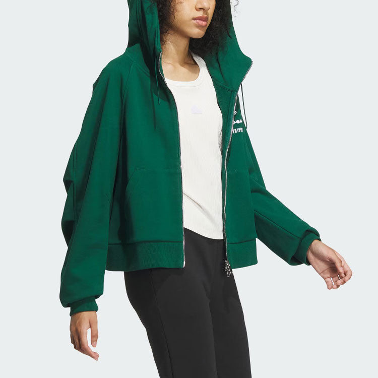 (WMNS) adidas Verbiage Full-Zip Hoodies 'Green' IZ4569