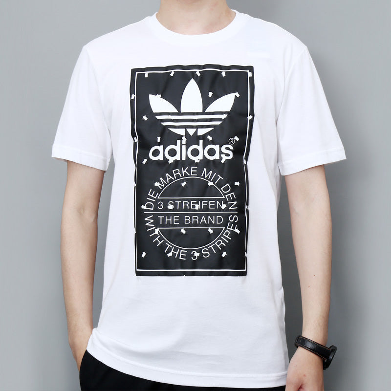 adidas originals Label Tee Logo Printing Sports Short Sleeve White CZ1763