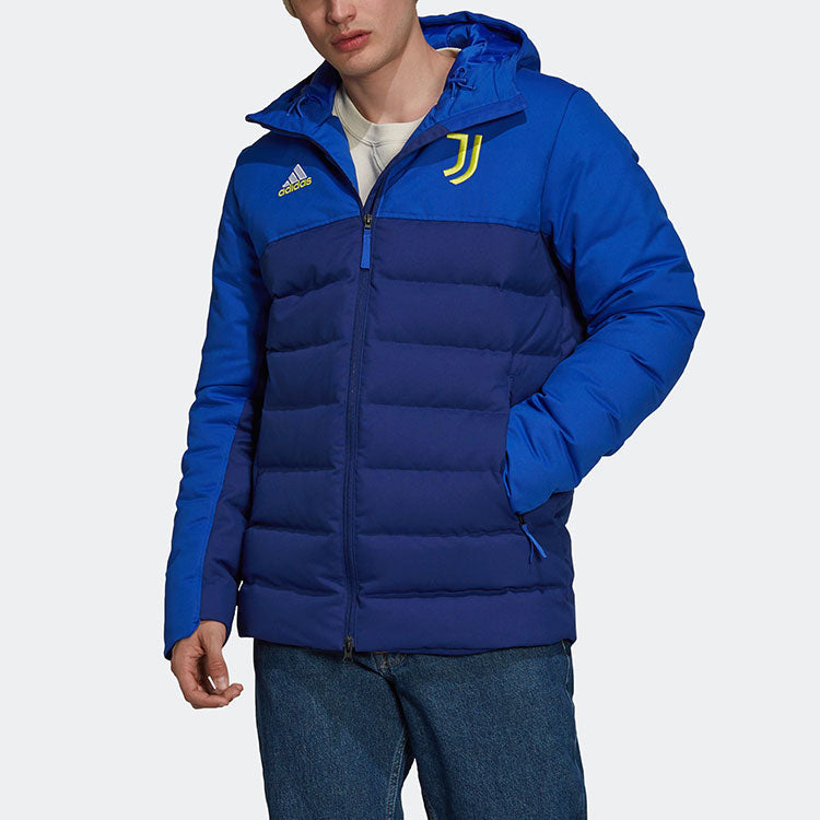 adidas Zipper hooded Colorblock Down Jacket Blue GR2903