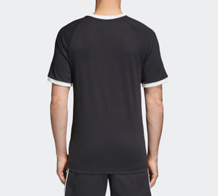 adidas originals 3-Stripes Tee Casual Loose Round Neck Logo Stripe Short Sleeve Black CW1202