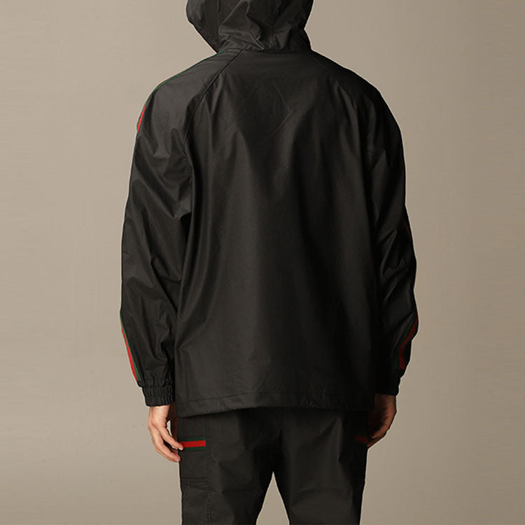 Gucci Label Coated Cotton Trench Coat For Men Black 594861-XDBCH-1043