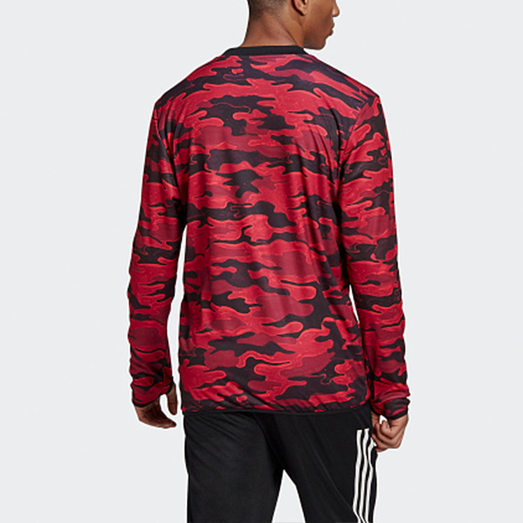 adidas Mufc Pre Wrmtop 20-21 Season Camouflage Manchester United Soccer/Football Training Casual Sports Pullover Red FR6031