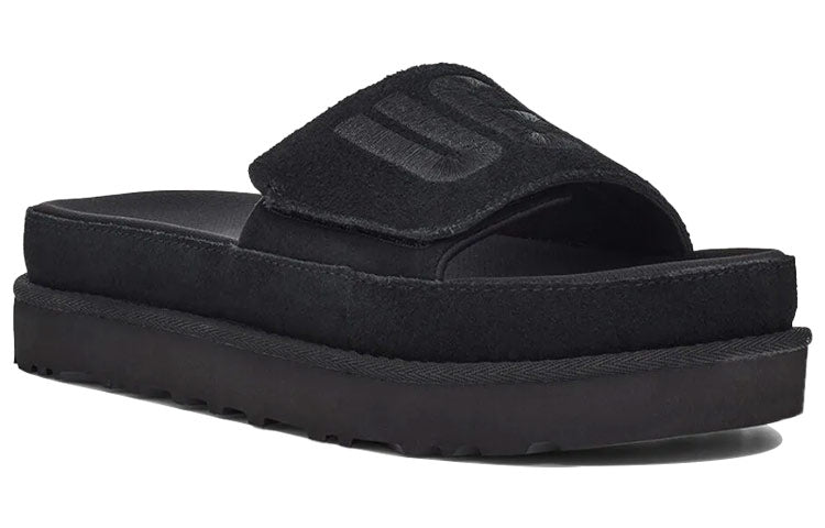 (WMNS) UGG Laton Slide Thick Sole Black Slippers 1110110-BLK